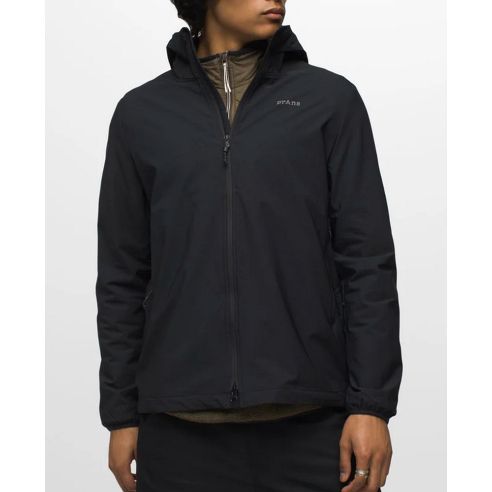 NWT prAna BLACK STRETCH ZION AT JACKET HOODED COAT 1972311 SZ MEDIUM